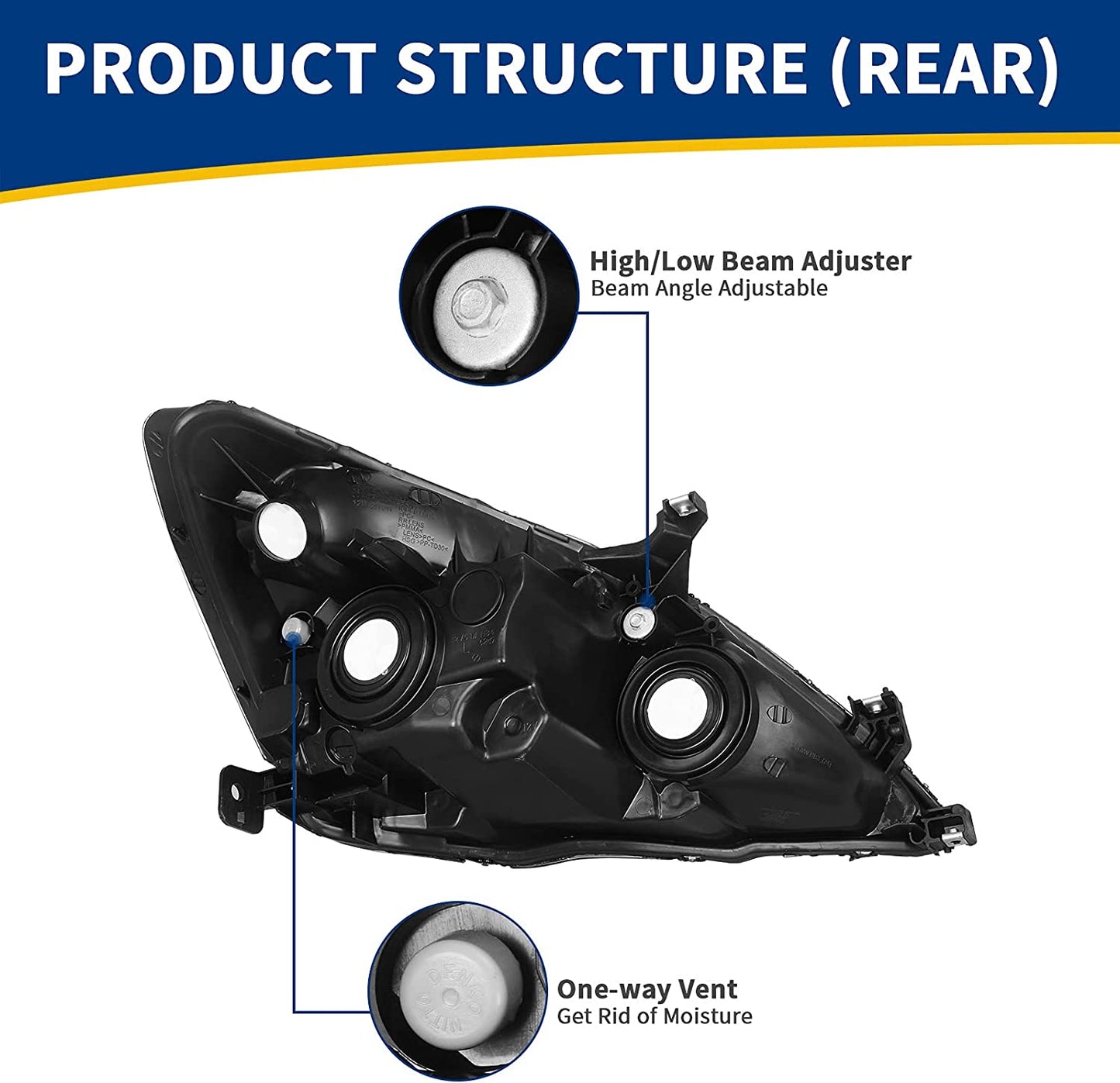 AUTOSAVER88 Headlight Assembly Compatible with 03 04 05 06 07 Accord OE Replacement Chrome Headlights w/Clear Housing