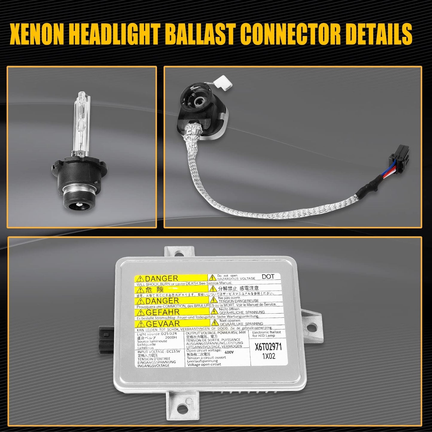 X6T02981 Xenon Ballast Unit Assembly Module with Igniter and D2S Bulb Compatible with Acura TL TSX and TL Type-S, Honda S2000, Mazda 3 Replaces W3T10471, W3T14371, X6T02971