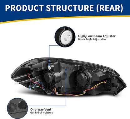 Autosaver88 Headlight Assembly Compatible With 20062013 Chevy Impala 06 07 Monte Carlo Replacement Headlamp Driving Light Chrome Housing Amber Reflector Clear Lens 25958359 25958360 A Oe