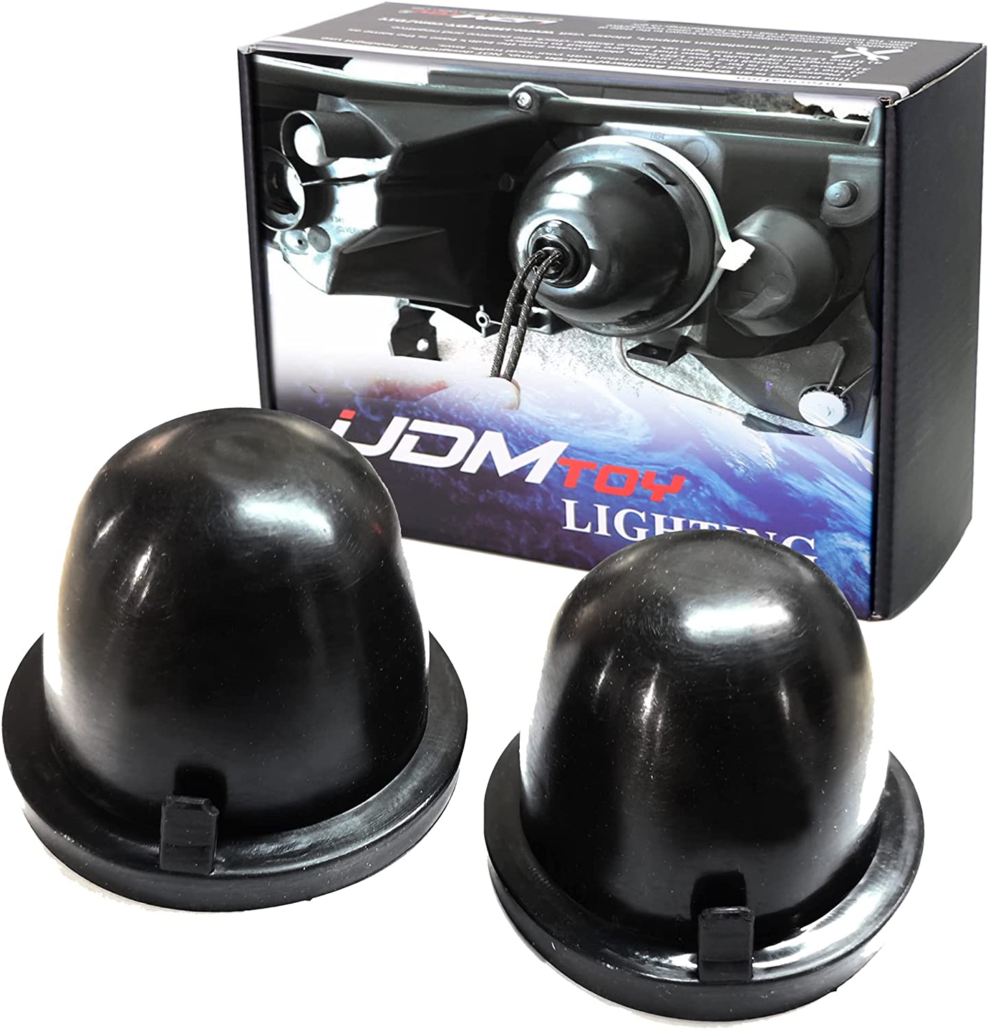 iJDMTOY (2) Universal Sealed Rubber End Caps Compatible With Xenon Headlight Kit, LED Headlight Bulbs, Headlight Remodel, etc