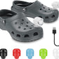 2PCS Rechargeable Headlights for Crocs, ABS Croc Accessories for Kids and Adults, Croc Lights, Croc Flashlight, Headlight Lights, Croc Lights, Glow in the Dark Croc Lights (Black)