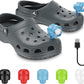 2PCS Rechargeable Headlights for Crocs, ABS Croc Accessories for Kids and Adults, Croc Lights, Croc Flashlight, Headlight Lights, Croc Lights, Glow in the Dark Croc Lights (Black)