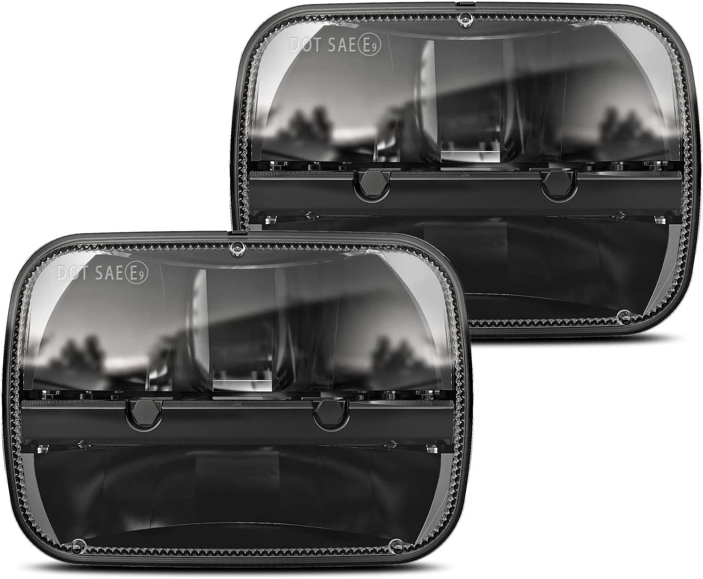 1 Pair 105W 5x7" / 6x7" Rectangular Headlights Compatible with 1997-2010 Jeep Wrangler YJ Cherokee XJ Kenworth T300 Replacement H6054 H6054LL 69822 6052 6053 (2PCS)