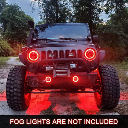 Sunpie 7 Inch Rgbw LED Halo Light Bulb Ip67 Waterproof Appremote Control 20 Color Changing Modes Custom Colors Music Mode Voice Compatible With Jkjku 19972006 Tj Lj 7686 Cj