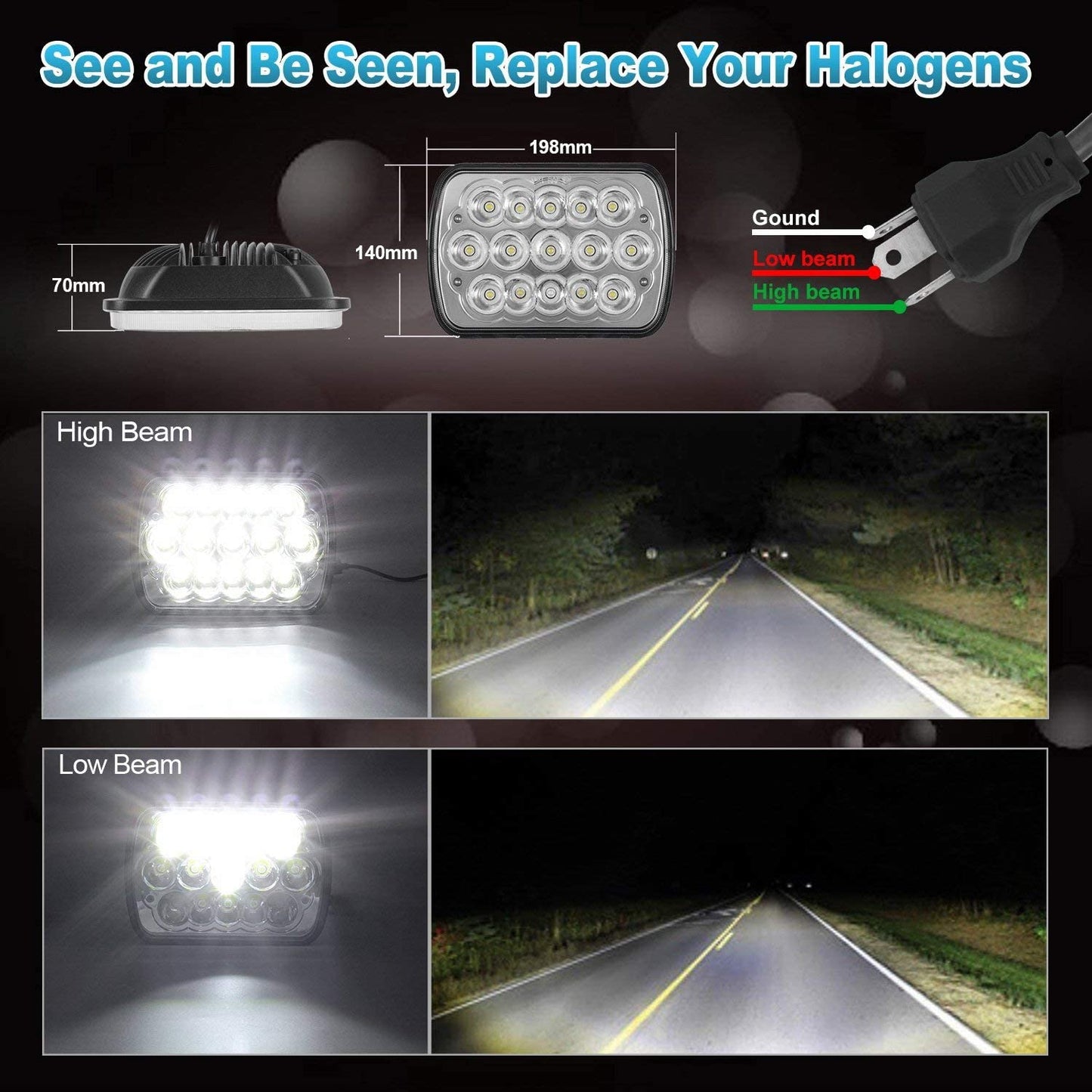 5x7 7x6 Rectangle Headlights
