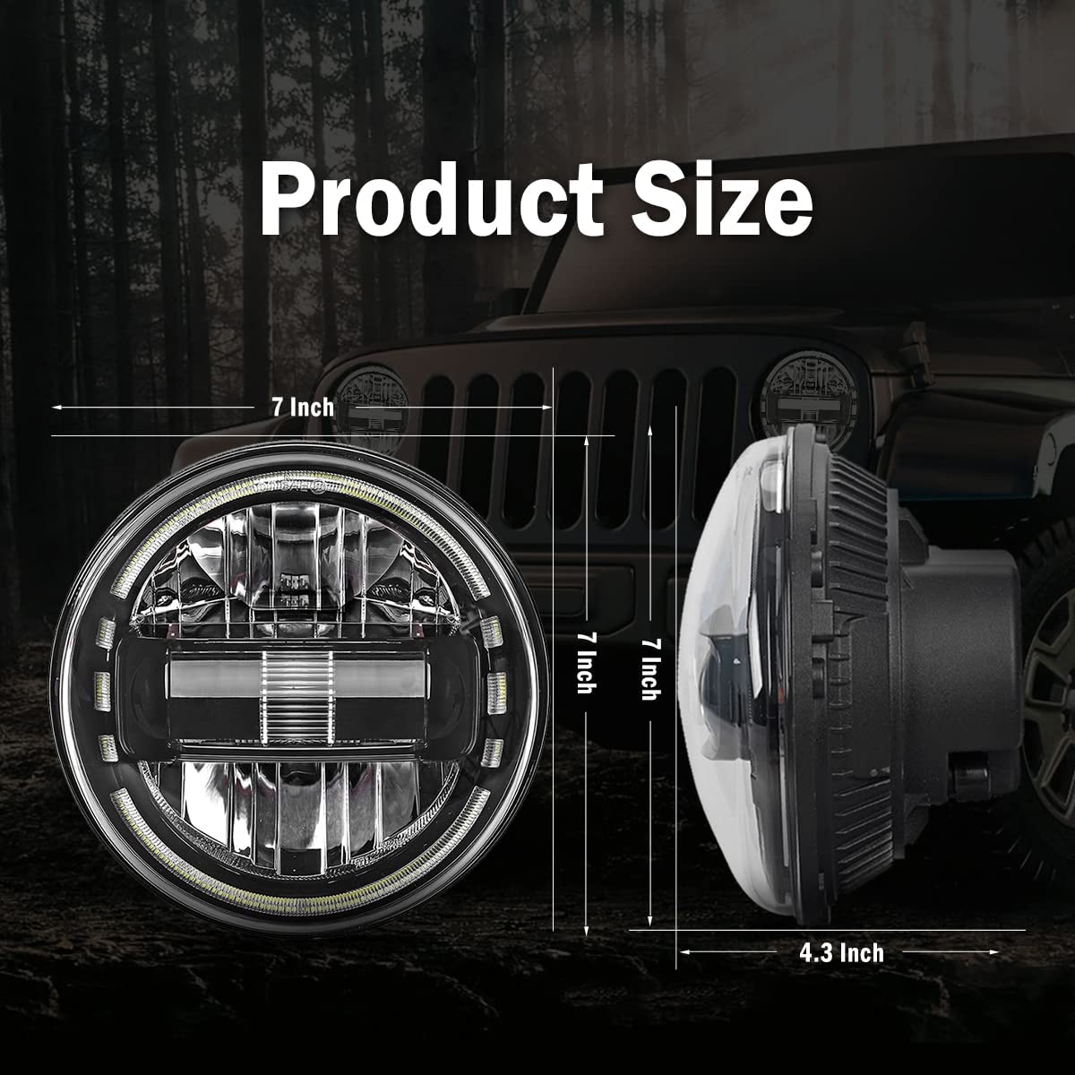 DOT Approved 7" LED Headlights for 1997-2018 Jeep Wrangler JK LJ CJ TJ, Exclusive Patent Hummer H1 H2-2020 Headlights.