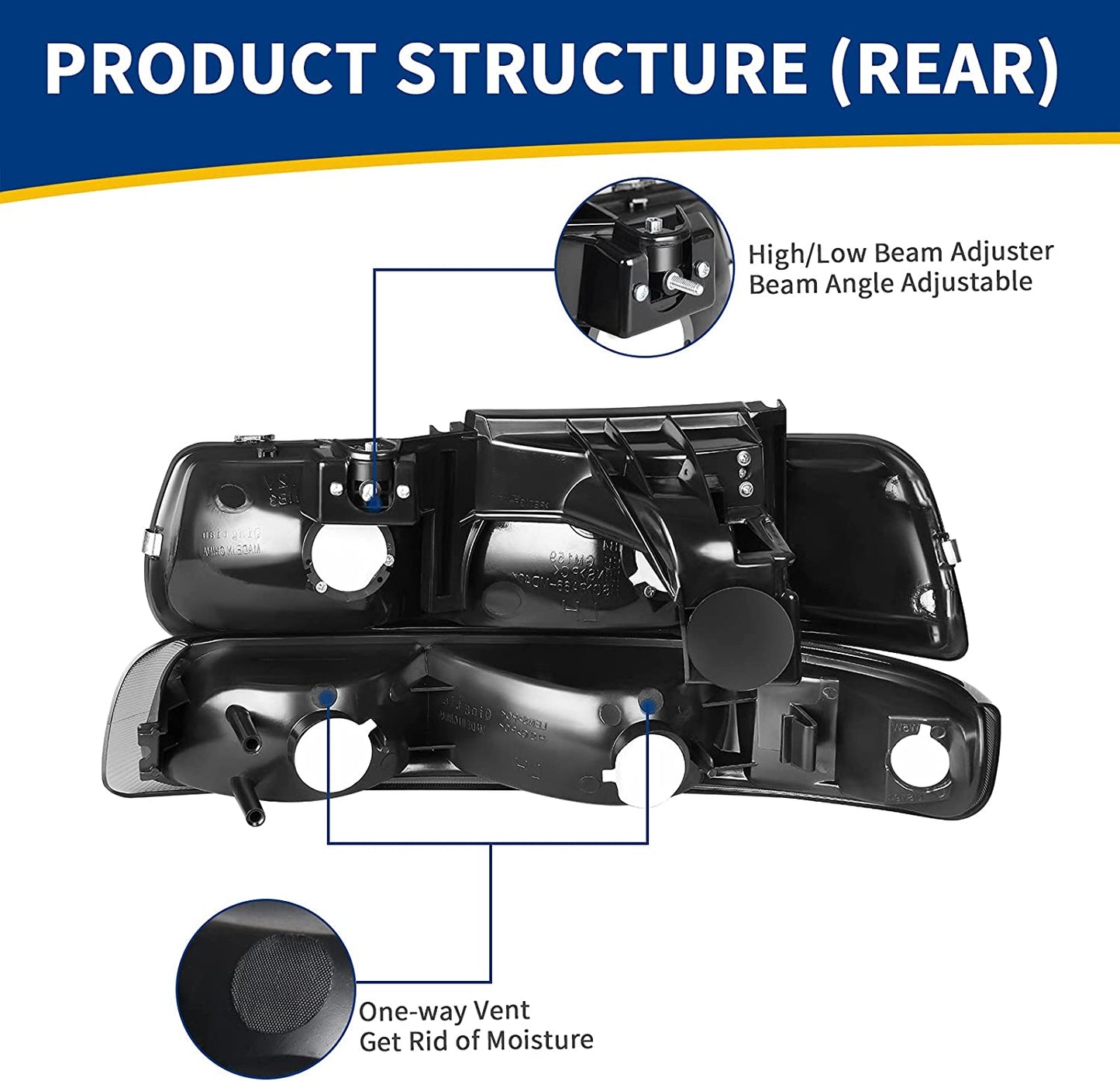 AUTOSAVER88 Headlights Assembly Compatible with 1999-2002 Chevy Silverado / 2000-2006 Tahoe Suburban Headlamp with Bumper Lights Smoke Lens Clear Reflector