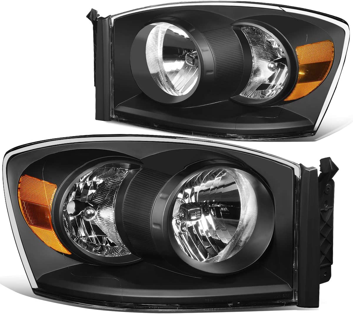 Auto Dynasty Factory Style Headlights Compatible with 06-09 Dodge Ram 1500 2500 3500 - Driver and Passenger Side - Clear Lens with Chrome Housing