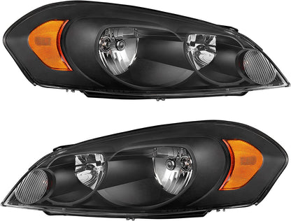 Autosaver88 Headlight Assembly Compatible With 20062013 Chevy Impala 06 07 Monte Carlo Replacement Headlamp Black Housing Amber Reflector Clear Lens A Oe