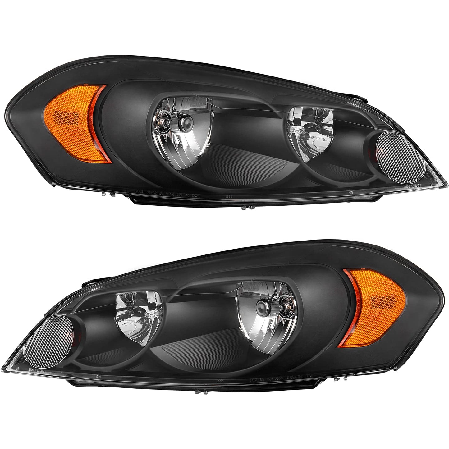 AUTOSAVER88 Headlight Assembly Compatible with 2006-2013 Chevy Impala 06 07 Chevy Monte Carlo Replacement Headlamp Black Housing Amber Reflector Clear Lens A Black Housing Amber Reflector Clear Lens OE Replacement
