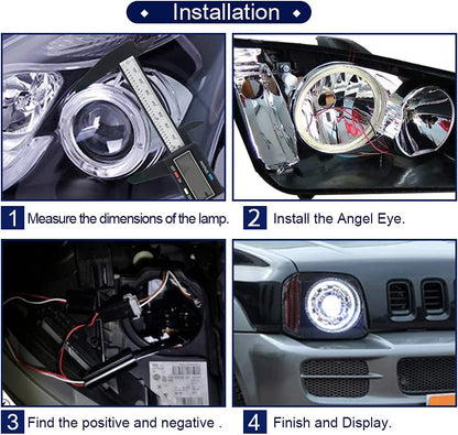 Qasim 1 Pair Of Cob LED Ojos De Ngel Cosmetic Rings For Headlights From 12 V To 24