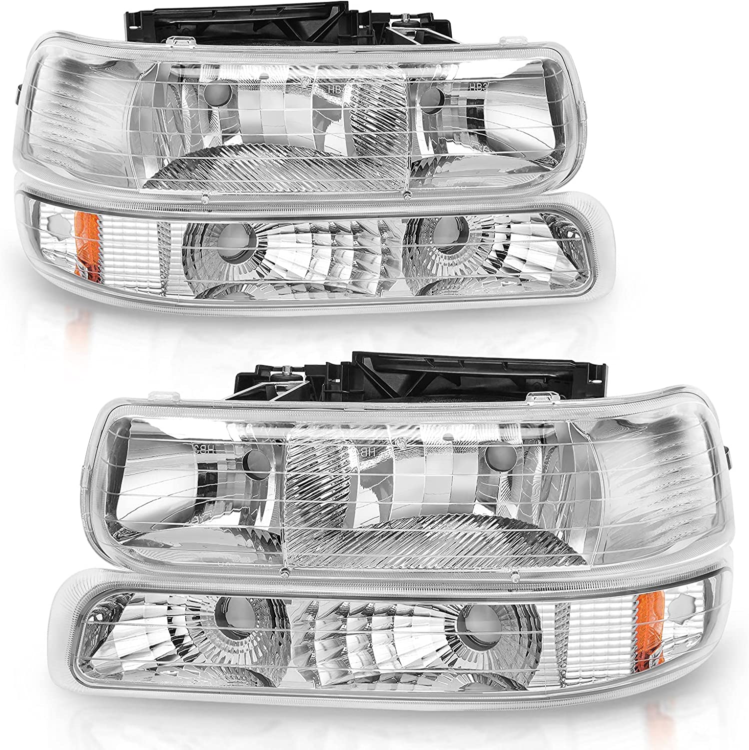 AUTOSAVER88 Headlight Assembly Compatible with 99-02 Chevy Silverado 1500  2500/01-02 Chevy Silverado 1500HD 2500HD 3500/00-06 Tahoe Suburban 1500  2500