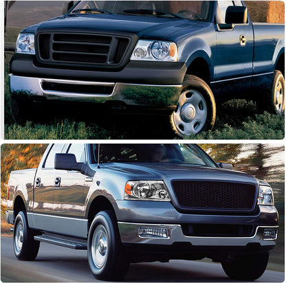 Dwvo Headlight Assembly Compatible With 2004 2005 2006 2007 2008 Ford F150 Pickup Driver And Passenger Side Chrome Housing Amber Reflector