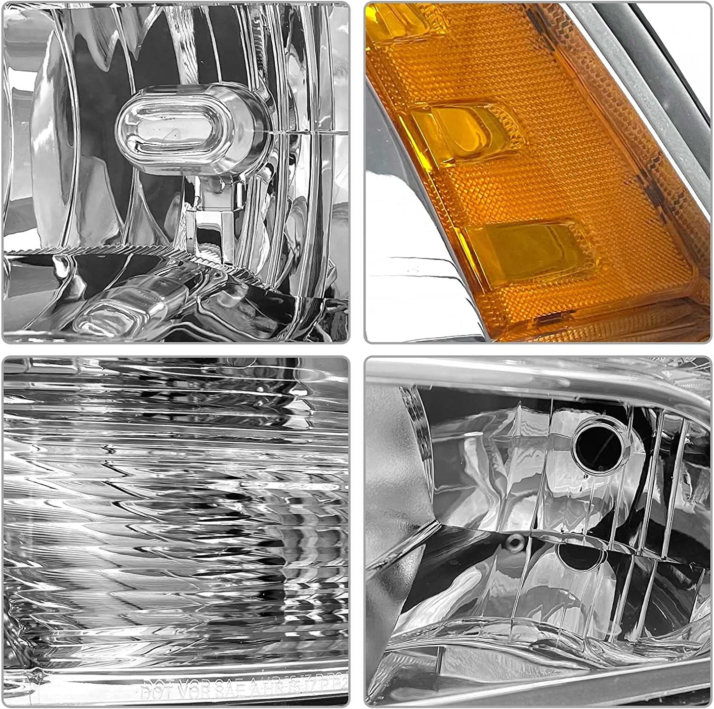 ADCARLIGHTS For 2009-2018 Dodge Ram Headlight Assembly Compatible with Ram 1500 / Ram 2500 3500 / 2010-2018 / Ram 2500 3500 / 2019-2021 Ram 1500 Classic, Chrome Housing Amber Reflector Replacement