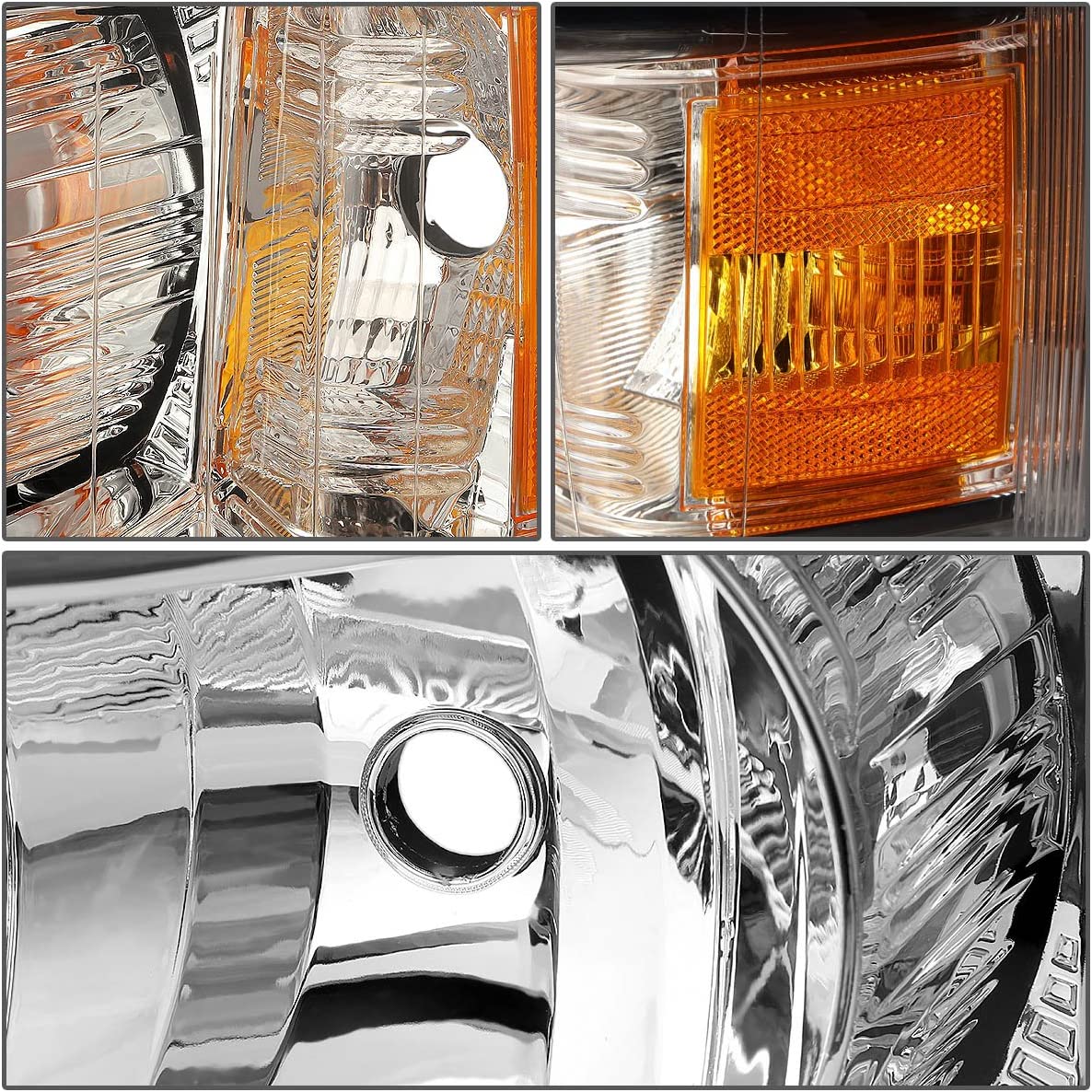 DNA Motoring HL-OH-CSIL07-CH-AM Chrome Amber Headlights Compatible with  07-13 Silverado 1500/2500 HD / 3500 HD Chrome / Amber 07-13 Silverado 1500