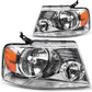 DWVO Headlight Assembly Compatible with 2004 2005 2006 2007 2008 Ford F150 Pickup Driver and Passenger Side Chrome Housing Amber Reflector