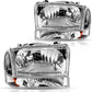 DWVO Headlight Assembly Compatible with Ford F-250 F-350 F-450 F-550 Super Duty Pickup Truck + Signal Lamps, Chrome Housing, Clear Lens, Amber Reflector