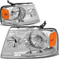 DNA MOTORING HL-OH-F1504-CH-AM Chrome Amber Headlights Replacement Compatible with 04-08 F-150/06-08 Mark LT