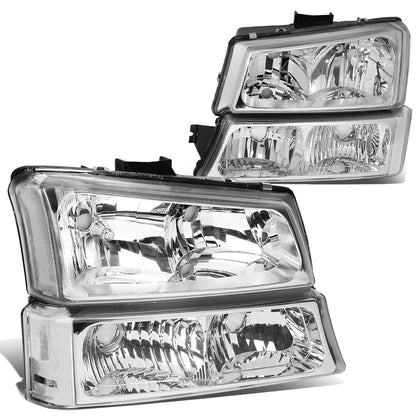 Dna Motoring Hlohcs034pchcl1 Chrome Housing Headlights Compatible With 20032006 Chevy Silveradoavalanche Fit Models Without Factory Cladding Clear