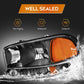 LBRST Headlight Assembly For GMC Sierra 1500 1999-2006 For GMC Sierra 1500 Classic 2007 For GMC Sierra 2500 1999-2004 Black Housing Amber Reflector Clear Lens Driver and Passenger Side Headlamp