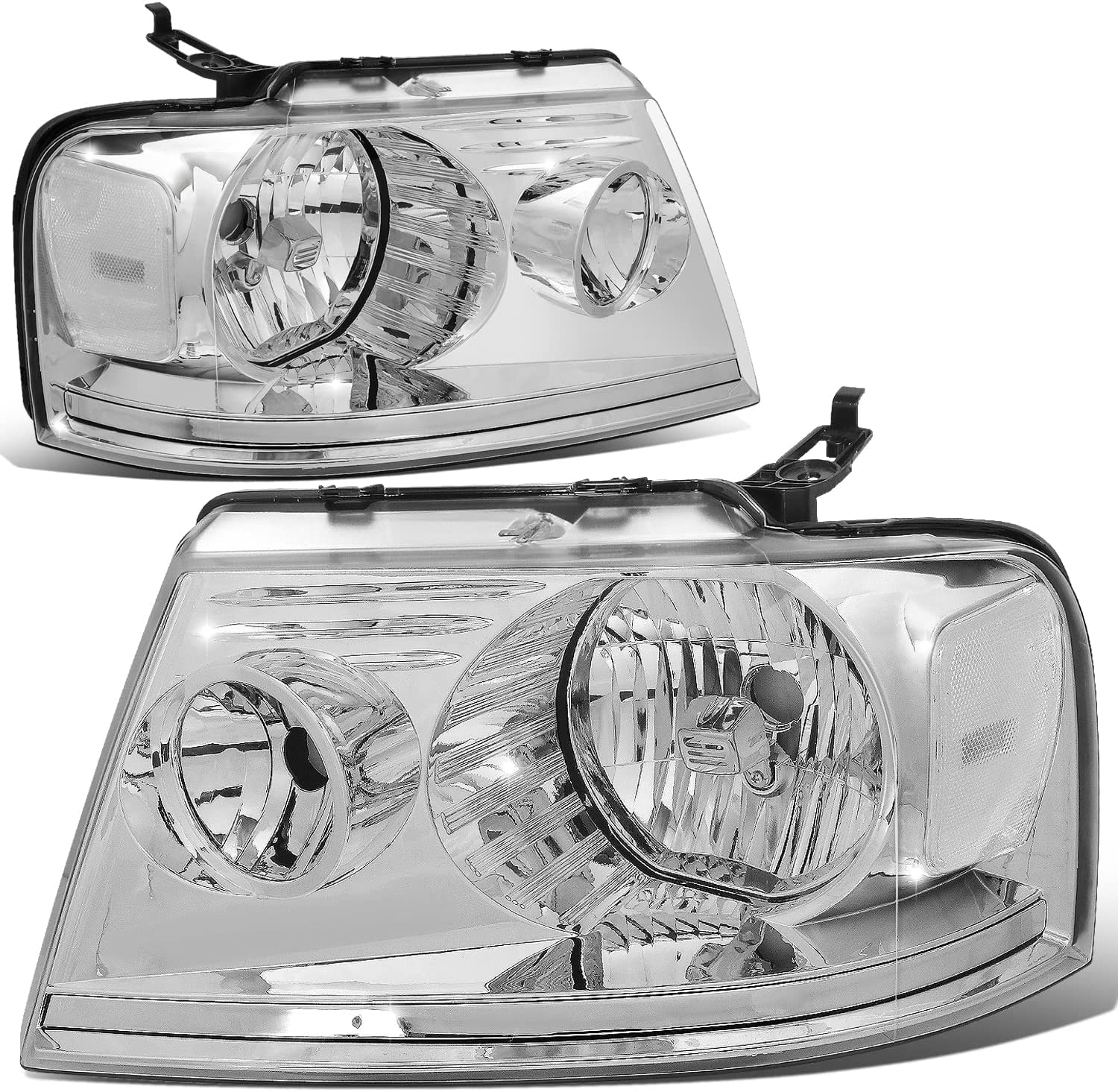 DNA MOTORING HL-OH-F1504-CH-AM Chrome Amber Headlights Replacement