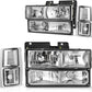 DWVO Headlight Assembly Compatible with 1994-1999 Chevy C/K Series 1500, 2500, 3500/Tahoe/Suburban/Silverado w/Corner/Bumper Light (Chrome)