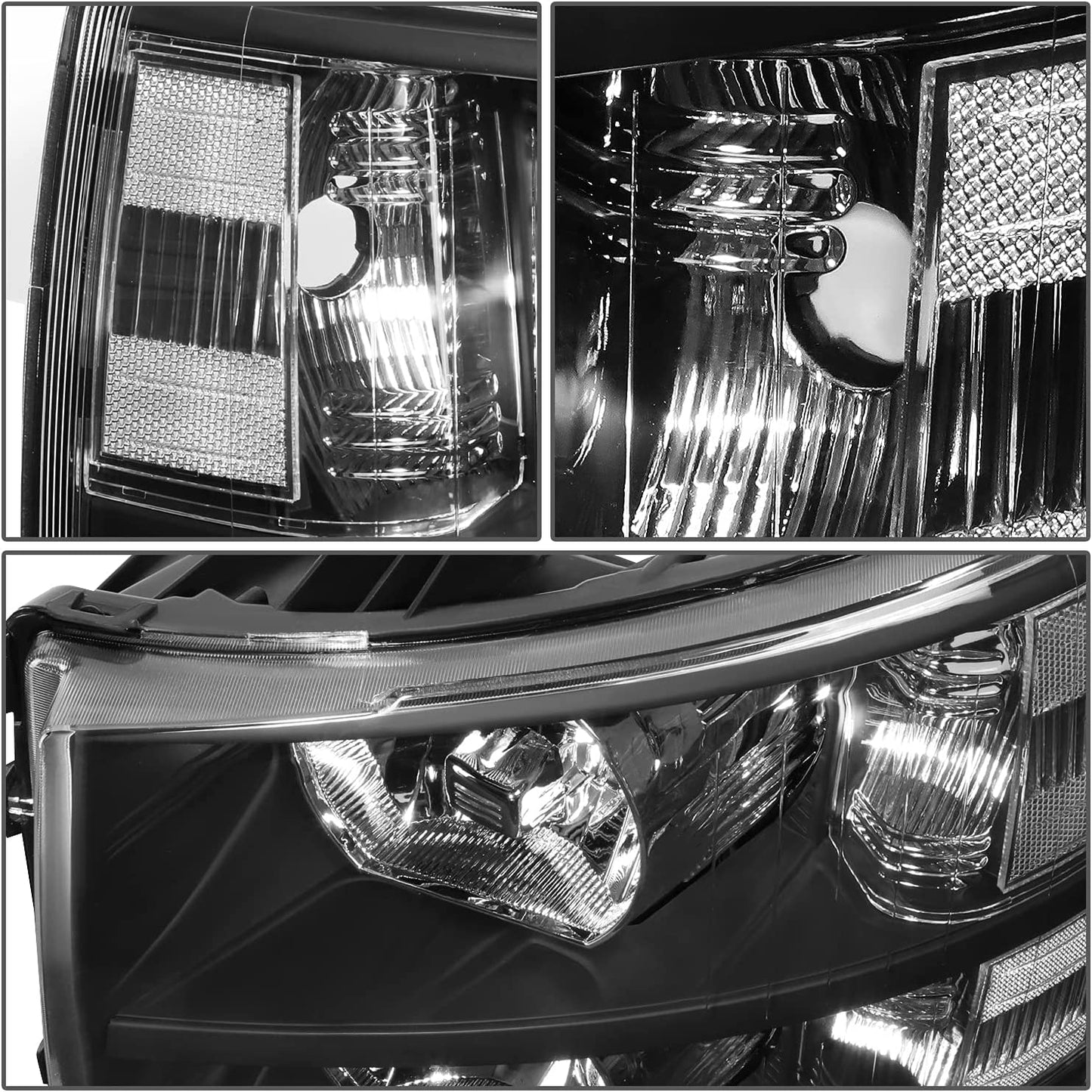 DNA Motoring HL-OH-CSIL07-BK-CL1 Black Headlights Pair Compatible with 07-13 Silverado 1500 2500 3500 HL-OH-CSIL07-BK-CL1