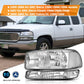 LBRST Headlight Assembly For GMC Sierra 1500 1999-2006 For GMC Sierra 1500 Classic 2007 For GMC Sierra 2500 1999-2004 Chrome Housing Clear Reflector Clear Lens Driver and Passenger Side Headlamp