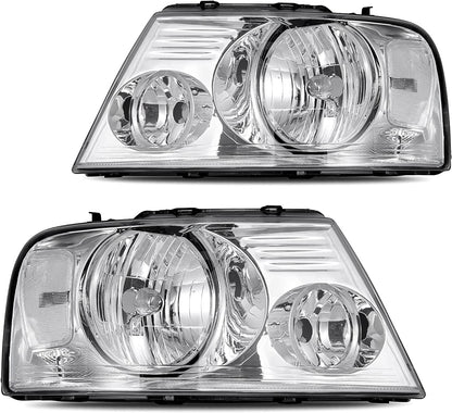 Dwvo Headlight Assembly Compatible With 2004 2005 2006 2007 2008 Ford F150 Pickup Driver And Passenger Side Chrome Housing Amber Reflector