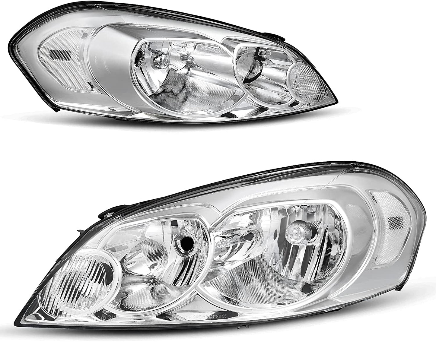 AUTOSAVER88 Headlights Assembly Pair Compatible with 06-13 Chevrolet Impala / 14-16 Chevy Impala Limited / 06 07 Monte Carlo Headlamp Replacement Chrome Housing Clear Reflector A Chrome Housing Clear Reflector Clear Lens OE Replacement