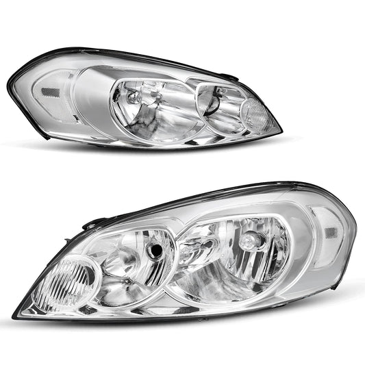 AUTOSAVER88 Headlights Assembly Pair Compatible with 06-13 Chevrolet Impala / 14-16 Chevy Impala Limited / 06 07 Monte Carlo Headlamp Replacement Chrome Housing Clear Reflector A Chrome Housing Clear Reflector Clear Lens OE Replacement