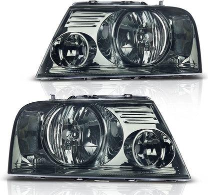 Dwvo Headlight Assembly Compatible With 2004 2005 2006 2007 2008 Ford F150 Pickup Driver And Passenger Side Chrome Housing Amber Reflector