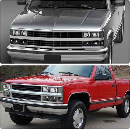 Dwvo Headlight Assembly Compatible With 19941999 Chevy Ck Series 1500 2500 3500tahoesuburbansilverado Wcorner And Bumper Lights Black Housing