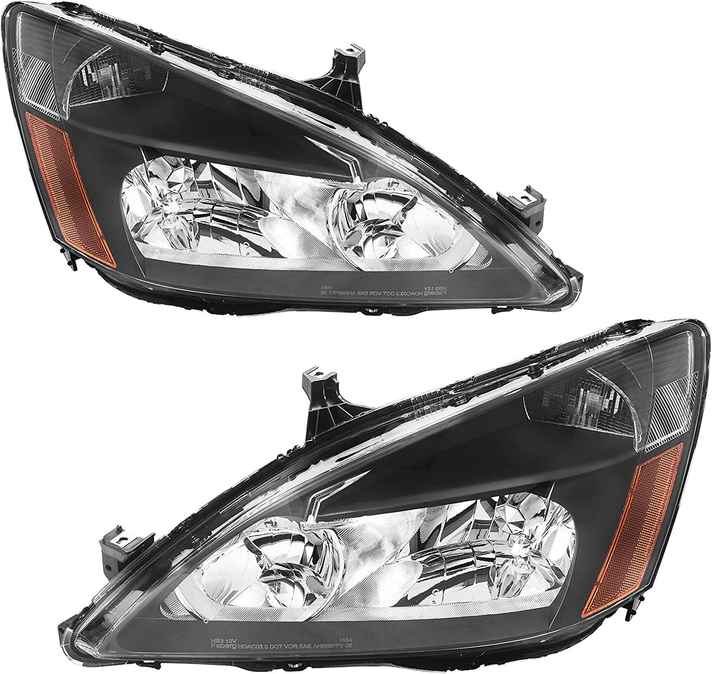 AUTOSAVER88 Headlight Assembly Compatible with 03 04 05 06 07 Accord OE Replacement Chrome Headlights w/Clear Housing