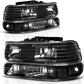 AUTOSAVER88 Headlight Assembly Compatible with 1999-2002 Chevy Silverado / 2000-2006 Tahoe Suburban Headlamp with Bumper Lights Black Housing Clear Reflector