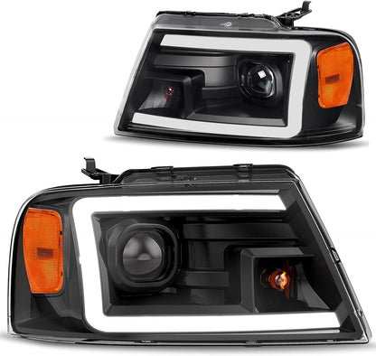 Dwvo Headlight Assembly Compatible With 2004 2005 2006 2007 2008 Ford F150 Pickup Driver And Passenger Side Chrome Housing Amber Reflector