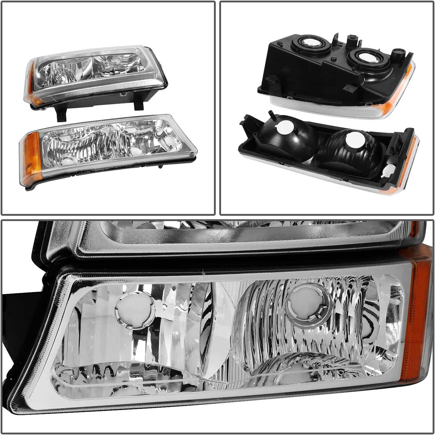 DNA Motoring - HL-OH-CS03-4P-CH-AM Headlight Assembly - Driver and Passenger Side