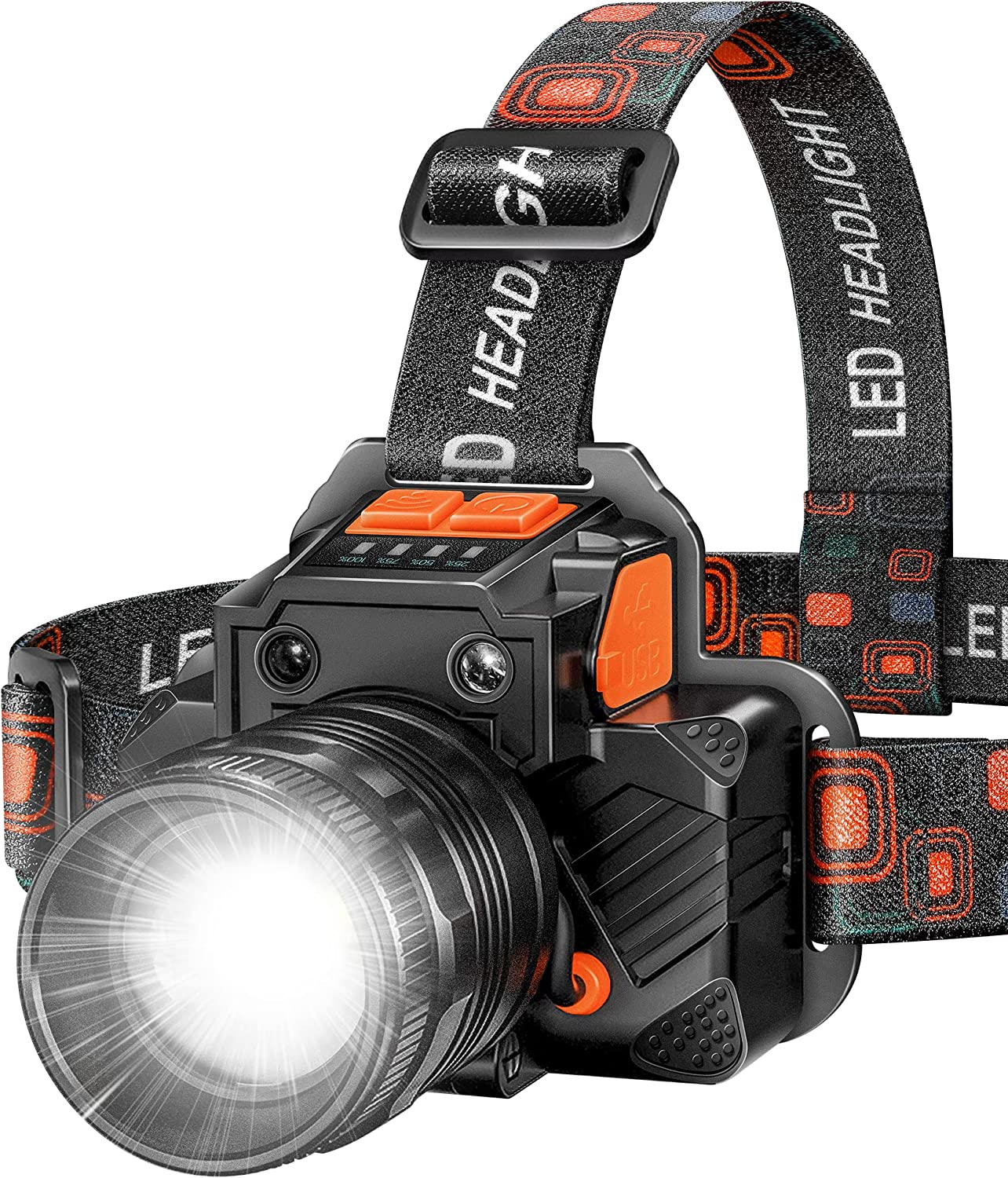 RENAISSANT 1-Pack USB Rechargeable Headlamp with 5 Light Sources and 6 Modes, Ultra Bright 650 Lumens, Light Head Lamp for Kids. IPX45 sensor headlamps for running, camping, hiking