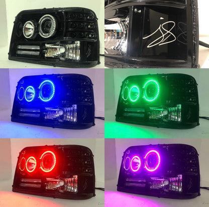 1992-1997 Ford Obs Headlights Double Halo Half Circle