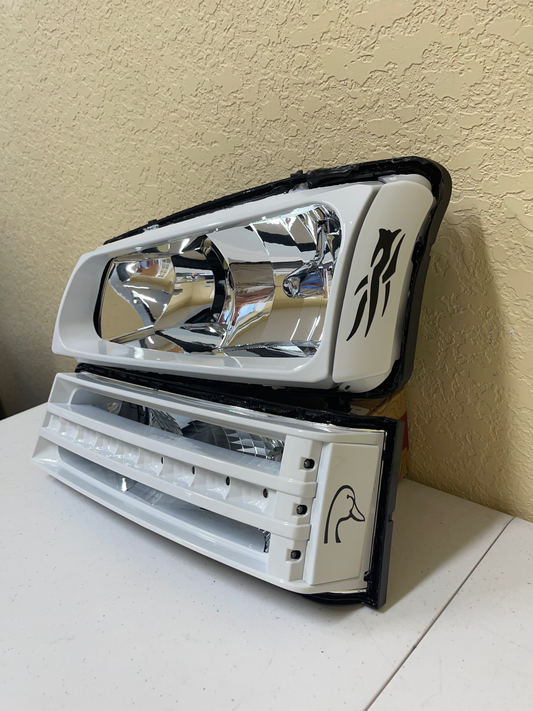 2003-2006 Chevy Cat Eye LED Bottom Painted Headlights