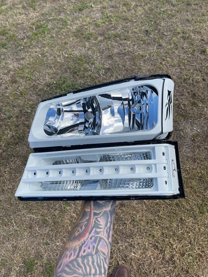 2003-2006 Chevy Cat Eye LED Bottom Painted Headlights