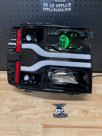 2007-2013 Chevy Silverado 1500 Center Bar Projector Headlights Details