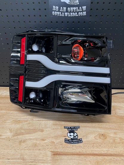 2007-2013 Chevy Silverado 1500 Center Bar Projector Headlights Details