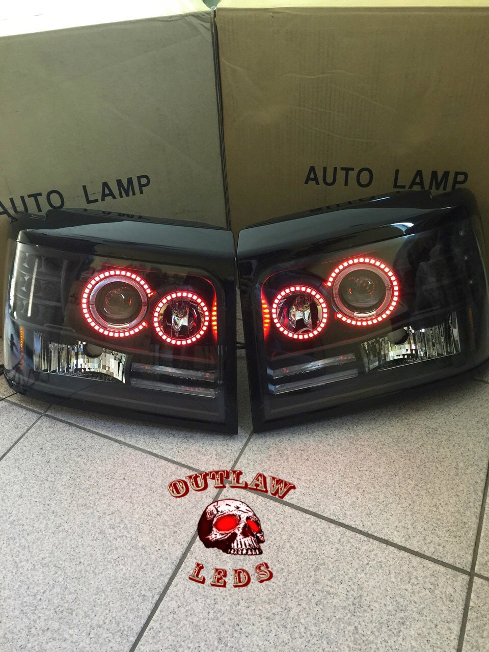 1992-1997 Ford Obs Headlights Double Halo Half Circle