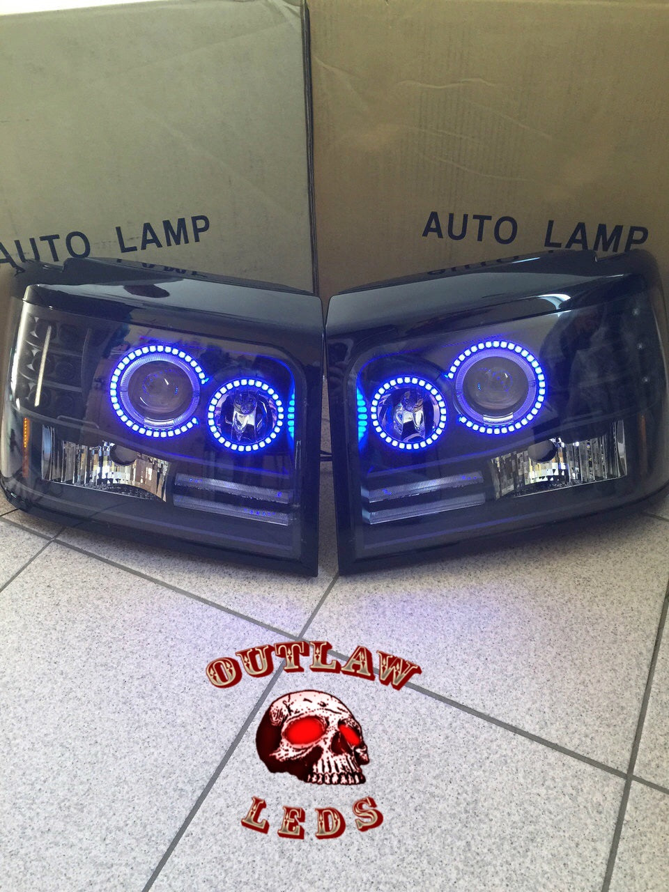 1992-1997 Ford Obs Headlights Double Halo Half Circle