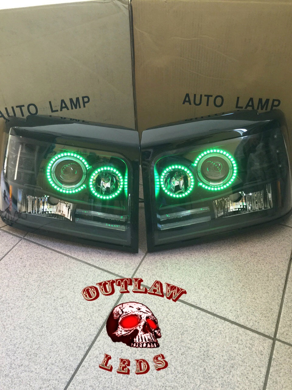 1992-1997 Ford Obs Headlights Double Halo Half Circle