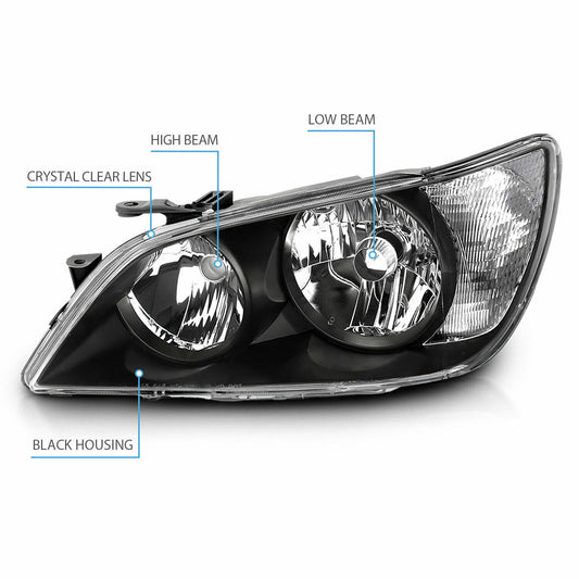 2001 - 2005 lexus is300 black housing clear marker headlights